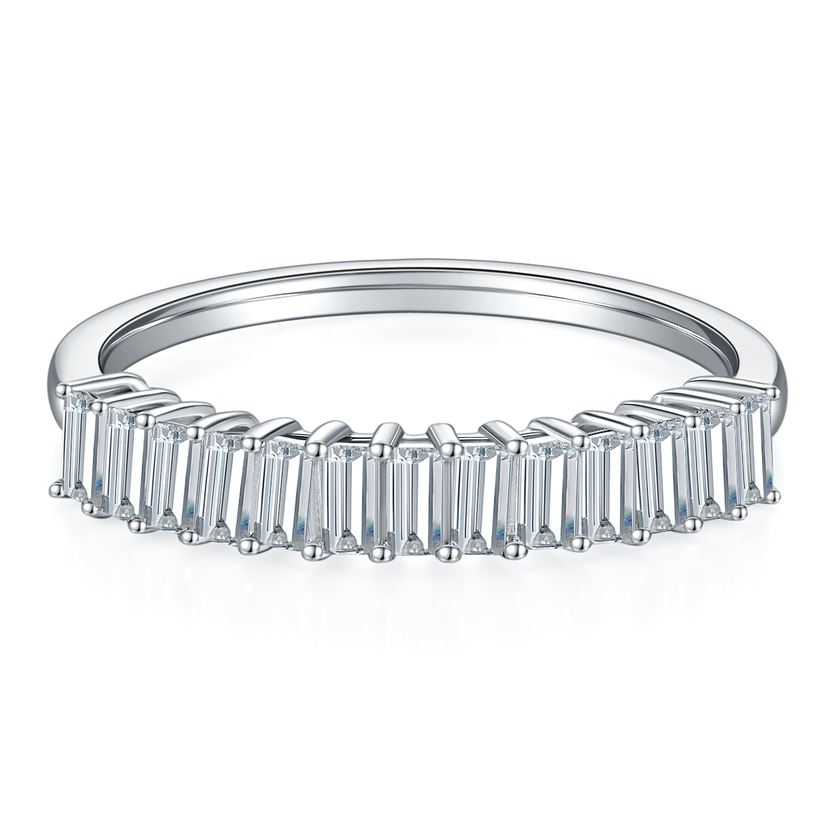 Rectangular S925 silver plated platinum Moissanite women's ring 1.0 carat D-grade
